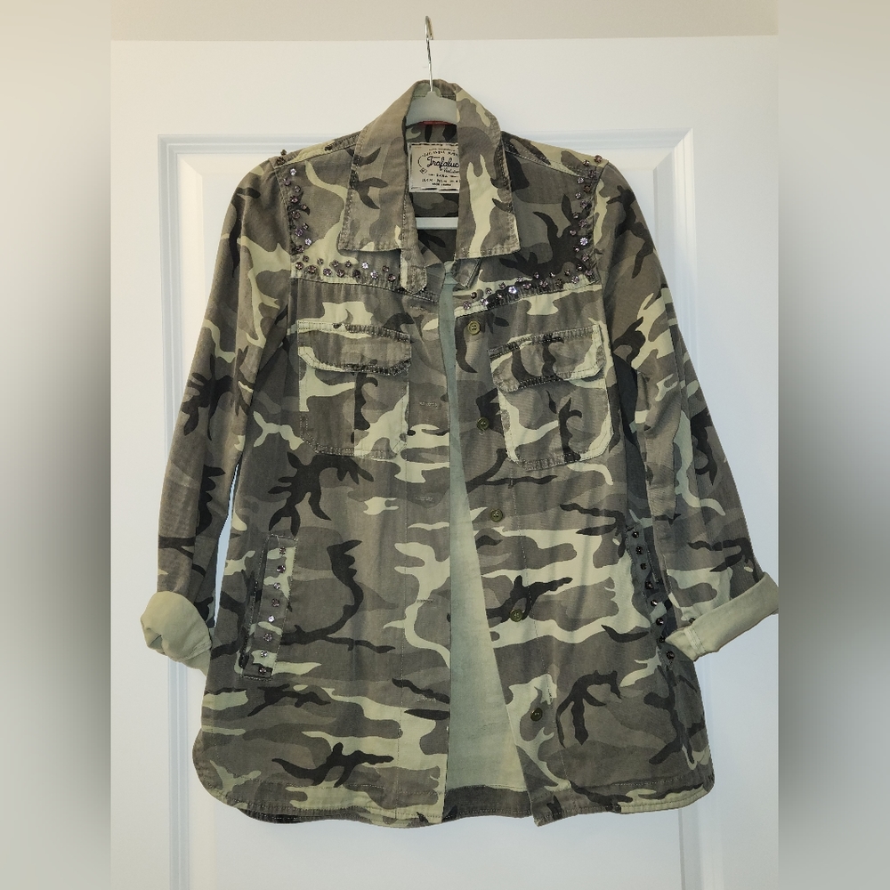 Zara Camo Button Up Top